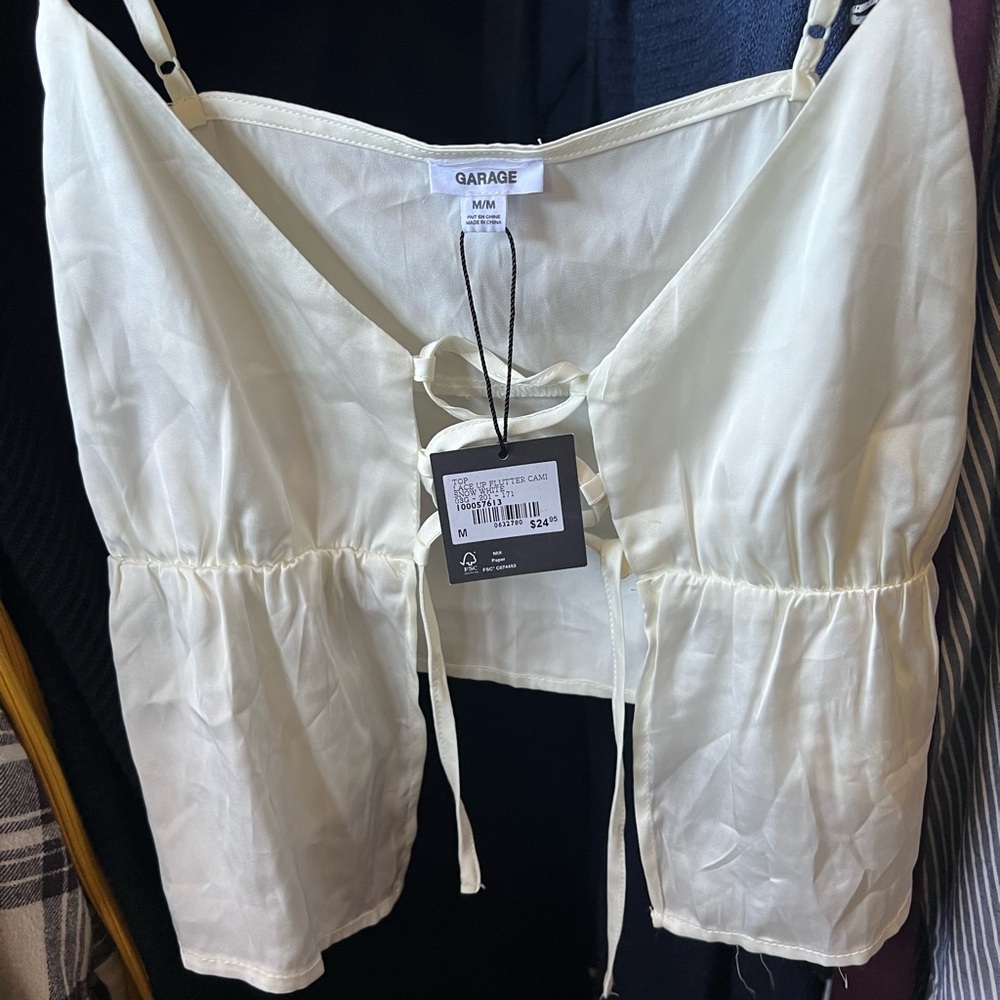 Garage front tie tank top